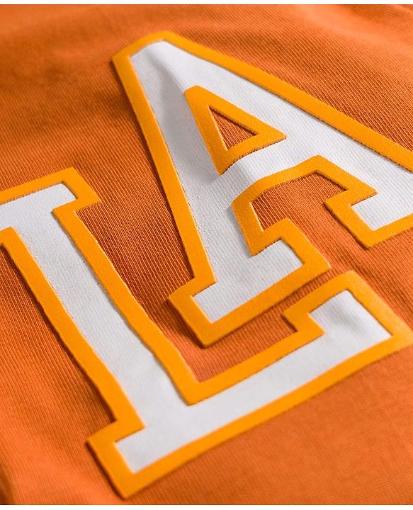 Pine Kids Single Jersey Knit Half Sleeves Text Printed T-Shirt & Shorts Set - Orange