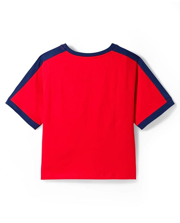 Pine Kids Single Jersey Knit Half Sleeves T-Shirt & Shorts Set with Unleash Your Potential Print & Tape Detailing - Red