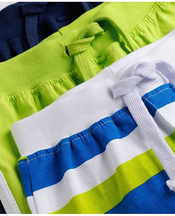 Babyhug Single Jersey Knit MId Thigh Shorts Pack of 3 - Multicolor
