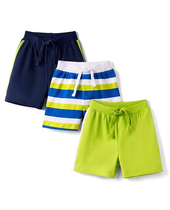 Babyhug Single Jersey Knit MId Thigh Shorts Pack of 3 - Multicolor