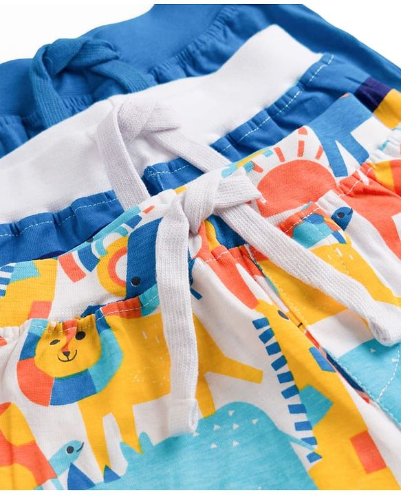 Babyhug Single Jersey Knit Mid Thigh Striped & Printed Shorts Pack of 3 - Multicolor