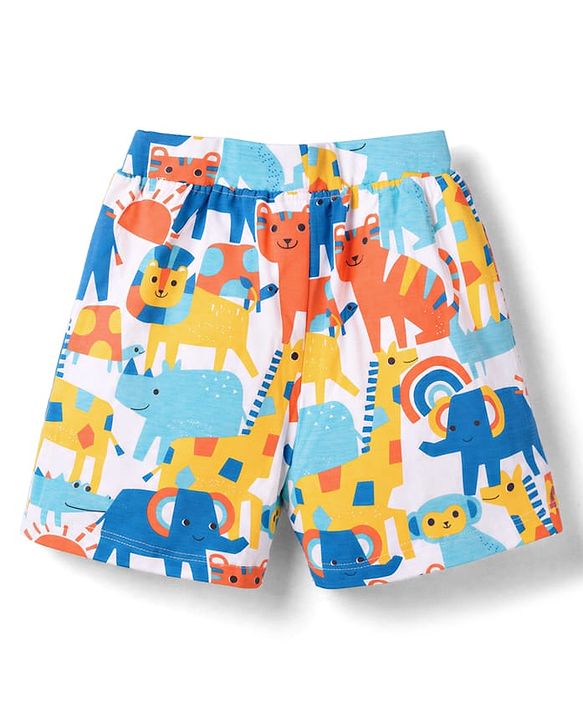 Babyhug Single Jersey Knit Mid Thigh Striped & Printed Shorts Pack of 3 - Multicolor