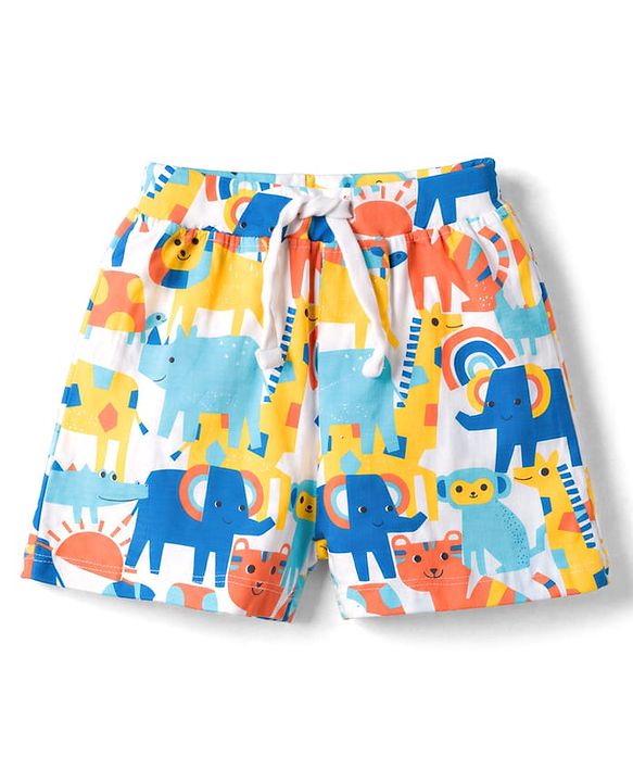 Babyhug Single Jersey Knit Mid Thigh Striped & Printed Shorts Pack of 3 - Multicolor