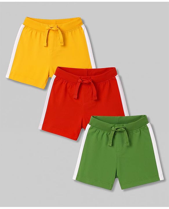 Babyhug Single Jersey Knit Mid Thigh Solid Shorts Pack Of 3 - Multicolor