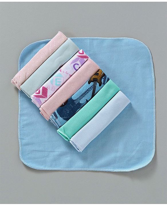 Babyhug Wash Clothes Plain & Printed Pack of 8 (Colour & Print May Vary)