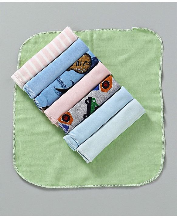 Babyhug Wash Clothes Plain & Printed Pack of 8 (Colour & Print May Vary)