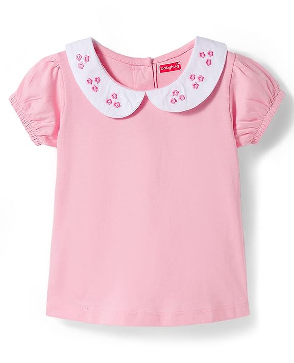 Babyhug 100% Cotton Woven Floral Embroidered Frock With Inner Tee - Navy Blue & Pink