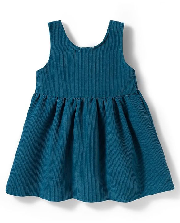 Babyhug 100% Cotton Woven Floral Embroidered Frock With Inner Tee - Navy Blue & Pink