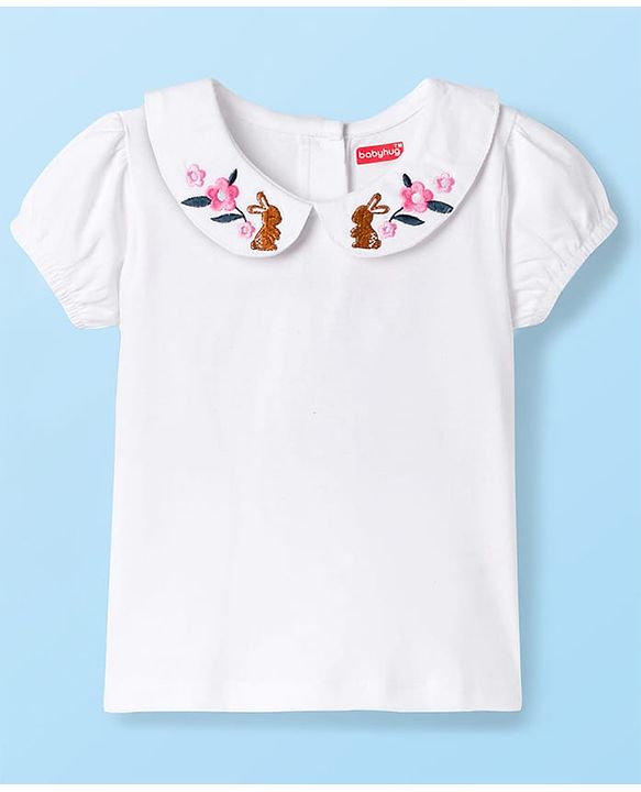 Babyhug 100% Cotton Woven Half Sleeves Knee Length Frock With Floral Embroidered Inner Tee - Green