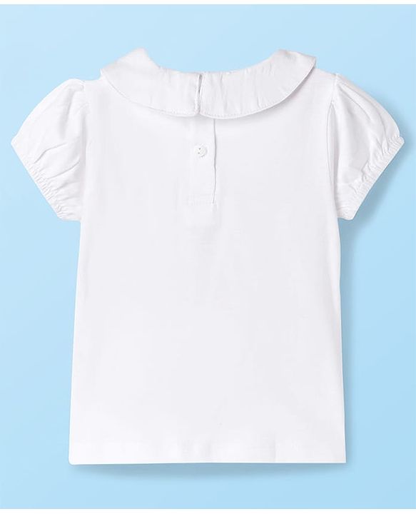 Babyhug 100% Cotton Woven Half Sleeves Knee Length Frock With Floral Embroidered Inner Tee - Green