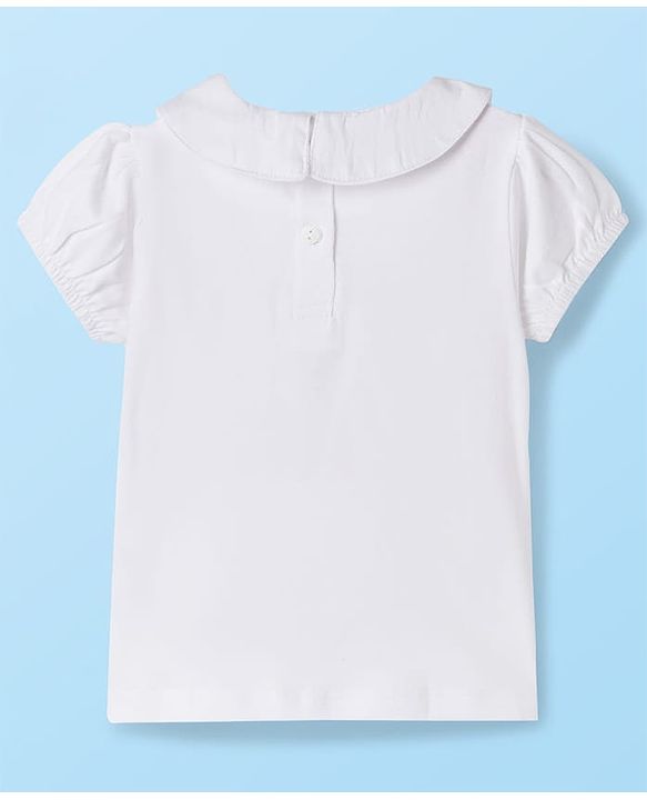 Babyhug 100% Cotton Woven Half Sleeves Knee Length Frock With Floral Embroidered Inner Tee - Green