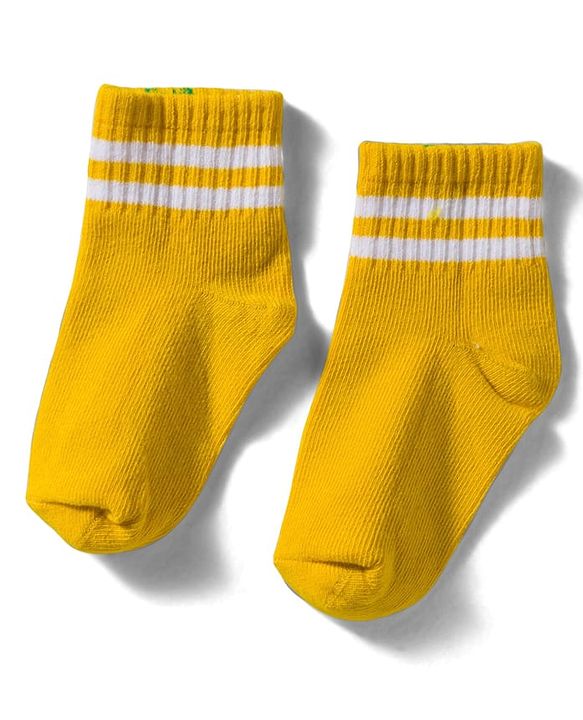 Cute Walk By Babyhug Knit Ankle Length Socks with Stripes Pack of 3 - Yellow Purple & Orange