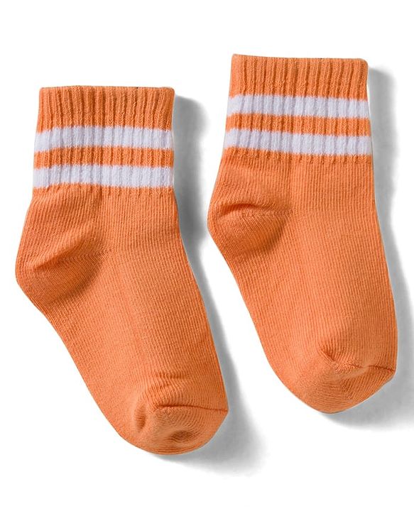 Cute Walk By Babyhug Knit Ankle Length Socks with Stripes Pack of 3 - Yellow Purple & Orange