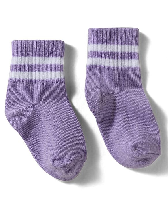 Cute Walk By Babyhug Knit Ankle Length Socks with Stripes Pack of 3 - Yellow Purple & Orange