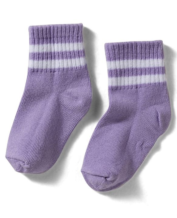 Cute Walk By Babyhug Knit Ankle Length Socks with Stripes Pack of 3 - Yellow Purple & Orange