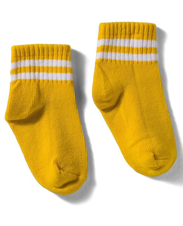 Cute Walk By Babyhug Knit Ankle Length Socks with Stripes Pack of 3 - Yellow Purple & Orange