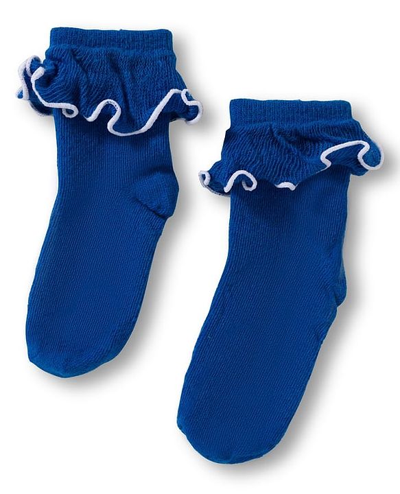 Cute Walk By Babyhug Ankle Length Solid Color Socks with Frill Detailing Pack of 3 - Red Blue & Yellow