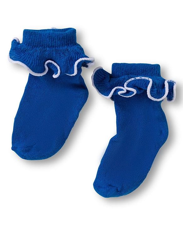 Cute Walk By Babyhug Ankle Length Solid Color Socks with Frill Detailing Pack of 3 - Red Blue & Yellow