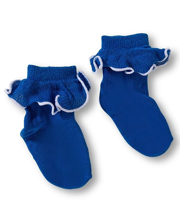 Cute Walk By Babyhug Ankle Length Solid Color Socks with Frill Detailing Pack of 3 - Red Blue & Yellow
