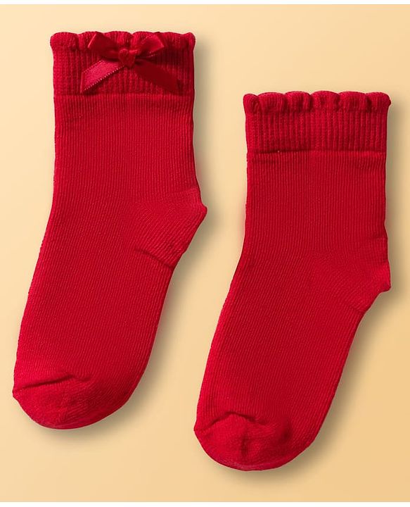 Cute Walk By Babyhug Knit Ankle Length Socks with Cherry Design Pack of 3 - Red Pink & White