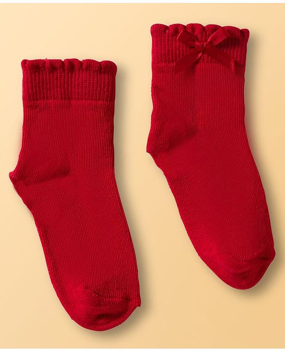 Cute Walk By Babyhug Knit Ankle Length Socks with Cherry Design Pack of 3 - Red Pink & White