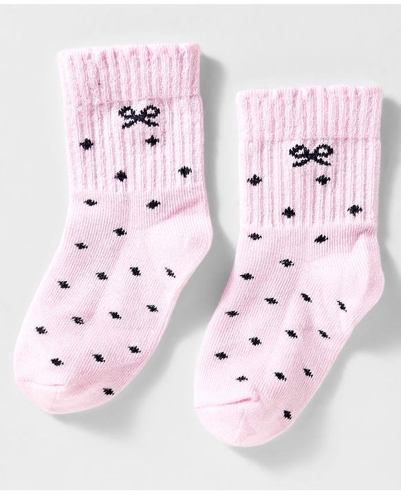 Cute Walk By Babyhug Knit Ankle Length Socks with Bow Design Pack of 3 - Red White & Pink