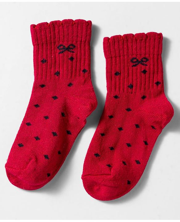 Cute Walk By Babyhug Knit Ankle Length Socks with Bow Design Pack of 3 - Red White & Pink
