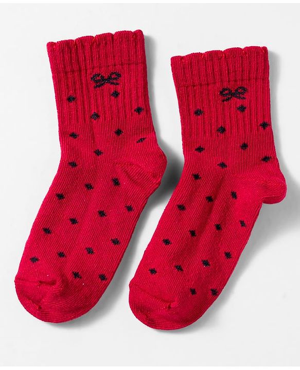 Cute Walk By Babyhug Knit Ankle Length Socks with Bow Design Pack of 3 - Red White & Pink