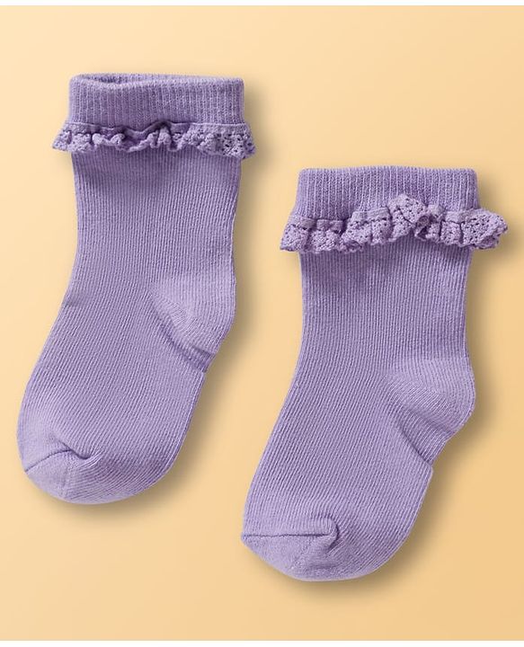 Cute Walk By Babyhug Ankle Length Solid Color Socks Pack of 3 - Multicolor