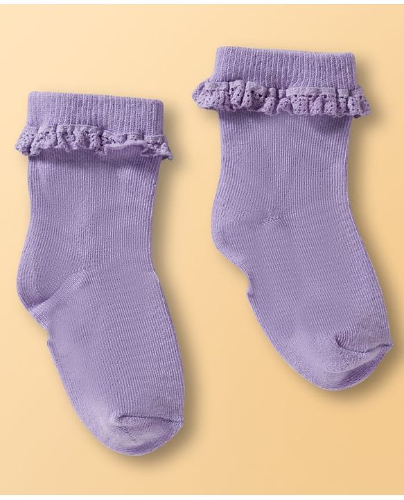 Cute Walk By Babyhug Ankle Length Solid Color Socks Pack of 3 - Multicolor