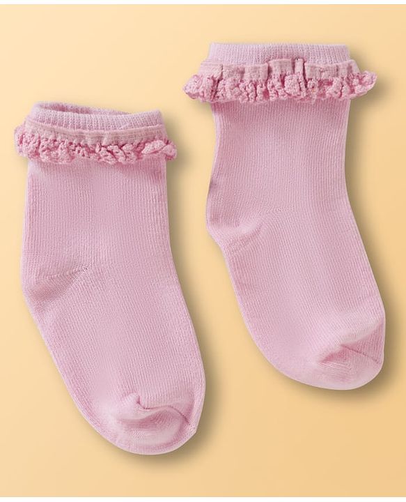Cute Walk By Babyhug Ankle Length Solid Color Socks Pack of 3 - Multicolor