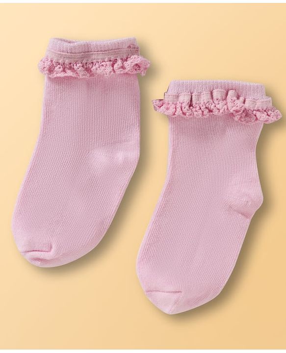 Cute Walk By Babyhug Ankle Length Solid Color Socks Pack of 3 - Multicolor