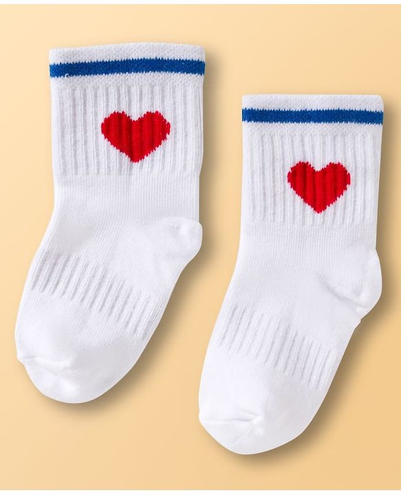 Cute Walk By Babyhug Ankle Length Solid Color Socks with Stripes Pack of 3 - Red White & Blue