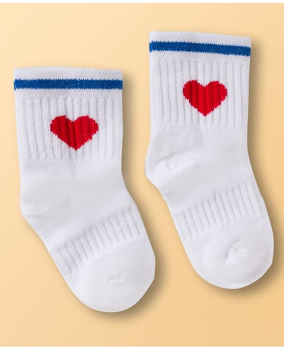 Cute Walk By Babyhug Ankle Length Solid Color Socks with Stripes Pack of 3 - Red White & Blue