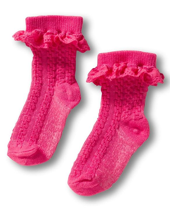 Cute Walk By Babyhug Ankle Length Socks with Cable Knit Design Pack of 3 - Pink Orange & Green