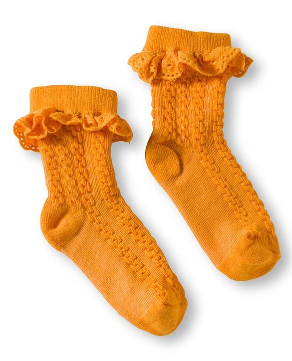 Cute Walk By Babyhug Ankle Length Socks with Cable Knit Design Pack of 3 - Pink Orange & Green