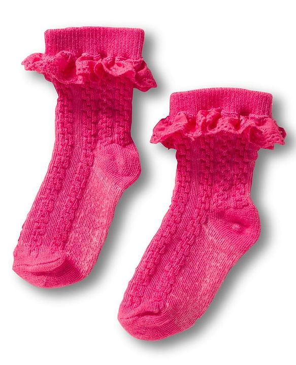 Cute Walk By Babyhug Ankle Length Socks with Cable Knit Design Pack of 3 - Pink Orange & Green