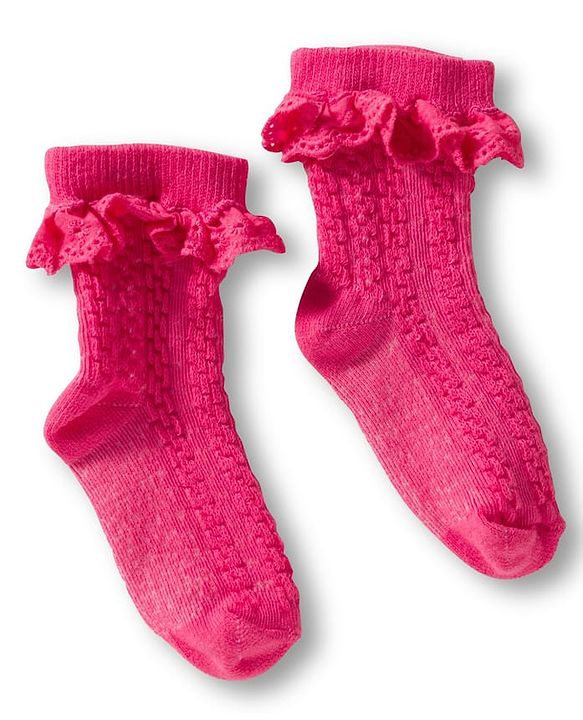 Cute Walk By Babyhug Ankle Length Socks with Cable Knit Design Pack of 3 - Pink Orange & Green