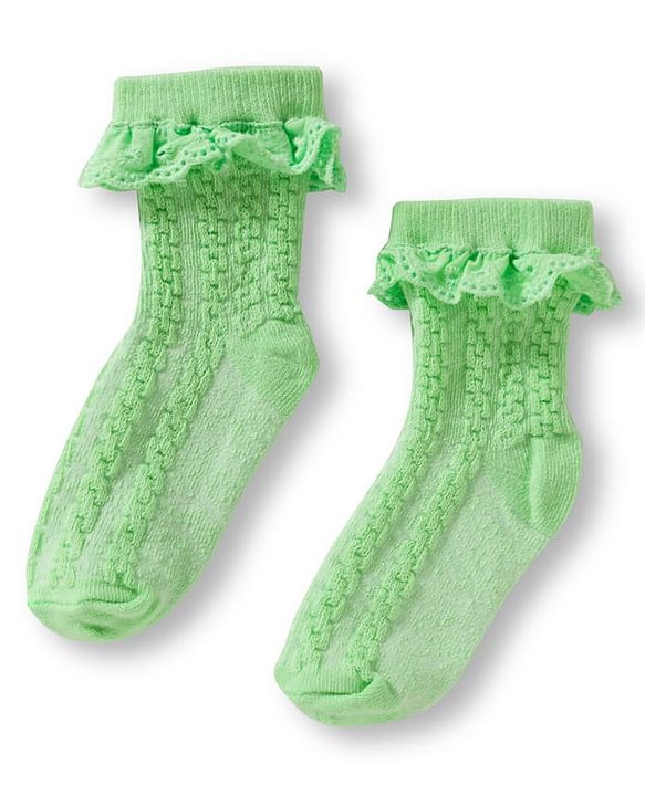 Cute Walk By Babyhug Ankle Length Socks with Cable Knit Design Pack of 3 - Pink Orange & Green