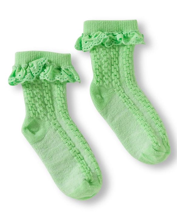Cute Walk By Babyhug Ankle Length Socks with Cable Knit Design Pack of 3 - Pink Orange & Green