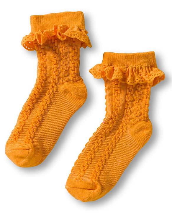 Cute Walk By Babyhug Ankle Length Socks with Cable Knit Design Pack of 3 - Pink Orange & Green