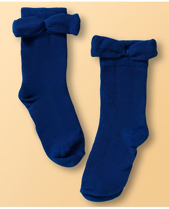 Cute Walk by Babyhug Ankle Length Solid Colour Socks with Bow Design Pack of 3 - Red White & Navy