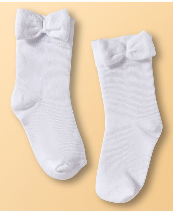 Cute Walk by Babyhug Ankle Length Solid Colour Socks with Bow Design Pack of 3 - Red White & Navy