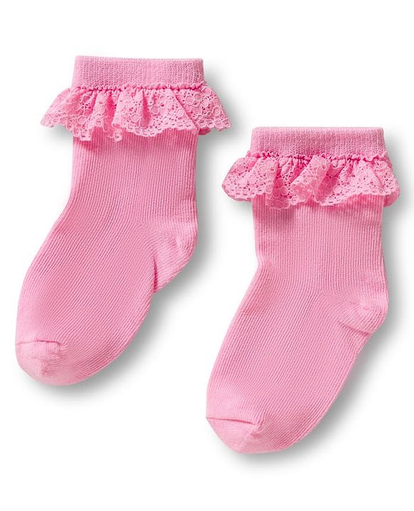 Cute Walk By Babyhug Ankle Length Solid Color Socks with Lace Detailing Pack of 3 - Yellow Light Blue & Pink