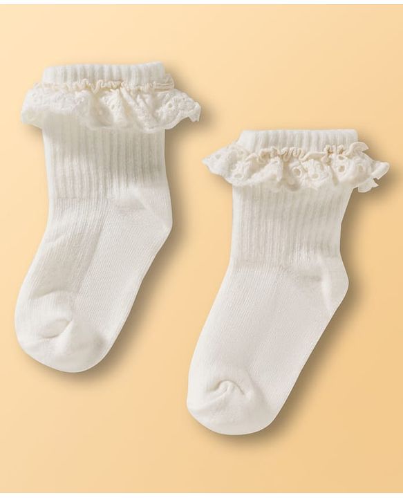 Cute Walk by Babyhug Ankle Length Solid Colour Socks with Lace  Design Pack of 3 - Pink White & Red