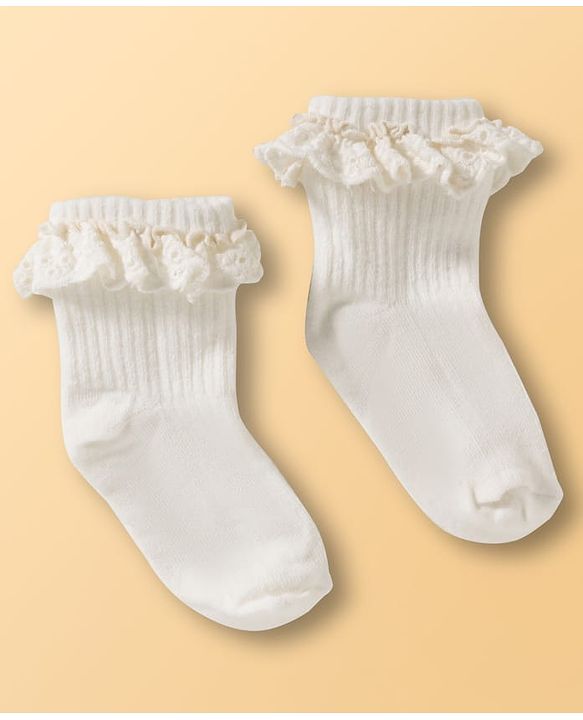 Cute Walk by Babyhug Ankle Length Solid Colour Socks with Lace  Design Pack of 3 - Pink White & Red