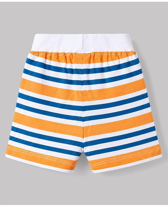 Babyhug Single Jersey Knit Mid Thigh Striped & Printed Shorts Pack of 3 - Multicolor