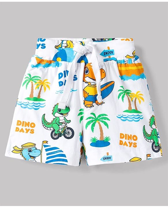 Babyhug Single Jersey Knit Mid Thigh Striped & Printed Shorts Pack of 3 - Multicolor