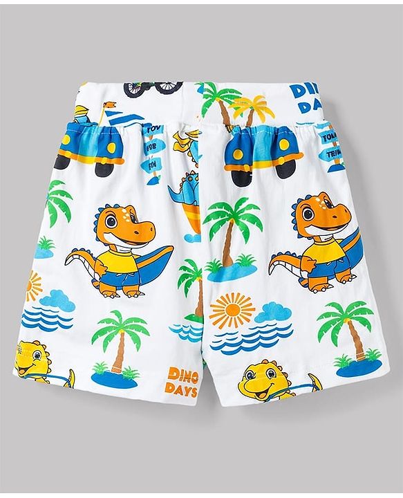 Babyhug Single Jersey Knit Mid Thigh Striped & Printed Shorts Pack of 3 - Multicolor