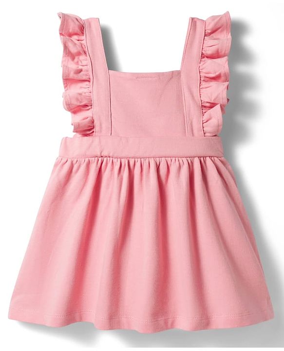 Babyhug Single Jersey Knit Frock & Half Sleeves Inner Tee With Bunny Embroidery - Pink